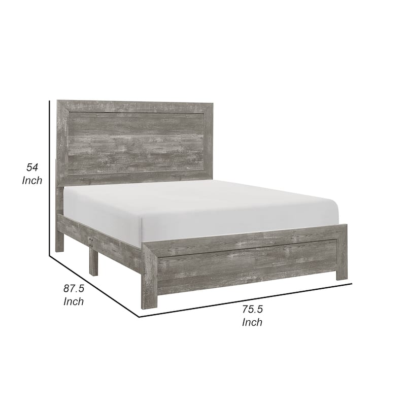 Eby California King Bed, Rustic Farmhouse Style, Gray Finish Wood Veneer