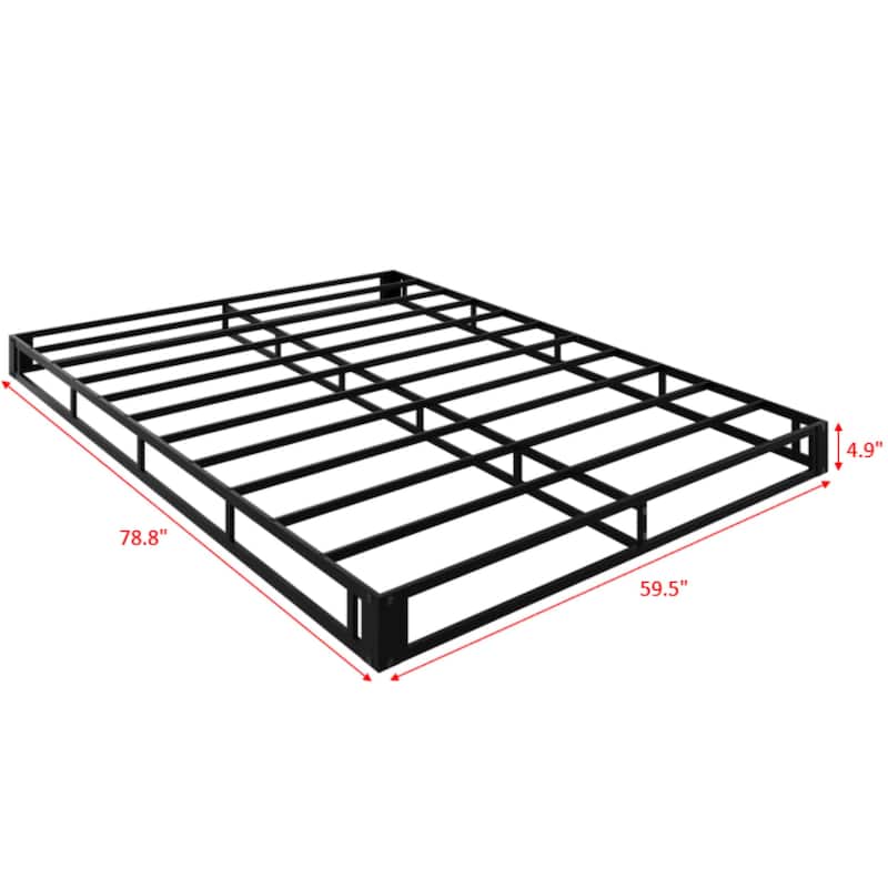 Clayfell Walpi 5" Metal Box Spring / Bed Foundation - Warm Gray/Black, Durable Metal Construction