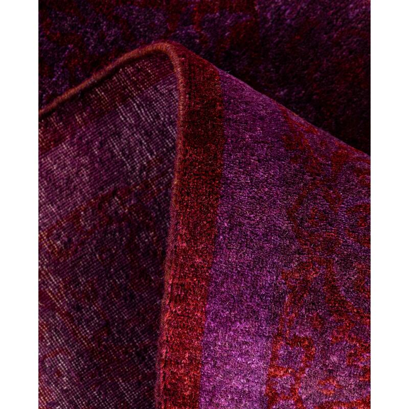 Overdyed One-of-a-Kind Hand-Knotted Area Rug - Purple - 3' 9" x 4' 2"