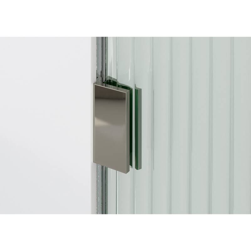 Glass Warehouse 30" x 78" Frameless Shower Door - Single Fixed Panel Fluted Frosted Radius