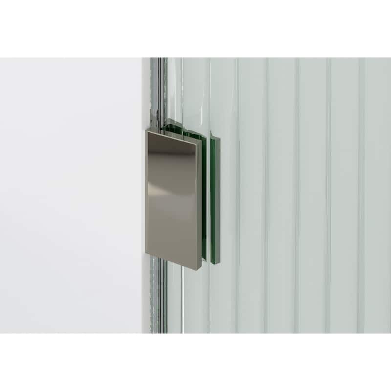 Glass Warehouse 38" x 78" Frameless Shower Door - Single Fixed Panel Fluted Frosted Radius