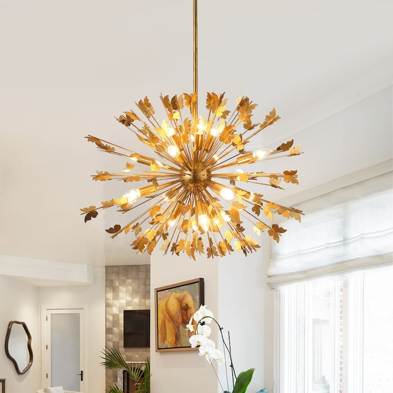 35" 14-Light Gold Butterfly Sputnik Sphere Distinctive Chandelier - 34.65 " D x 34.65 " W x 23.62" H