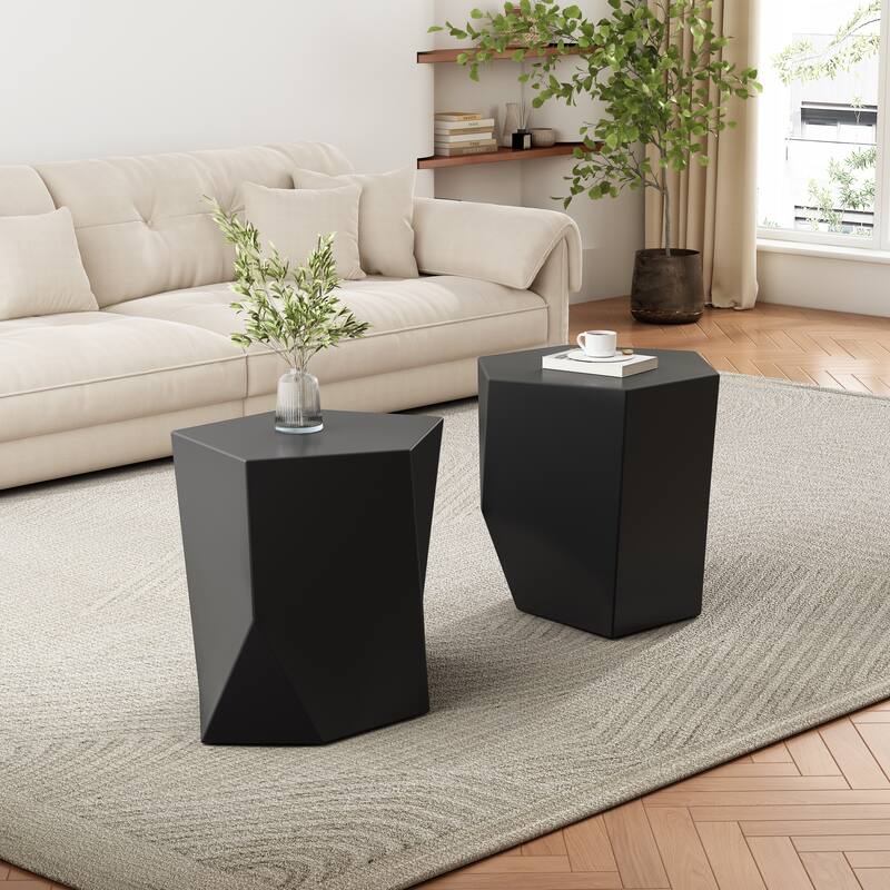 Christopher Knight Home - CloudHouse Modern MGO Coffee Table Set with Geometric Design - Black