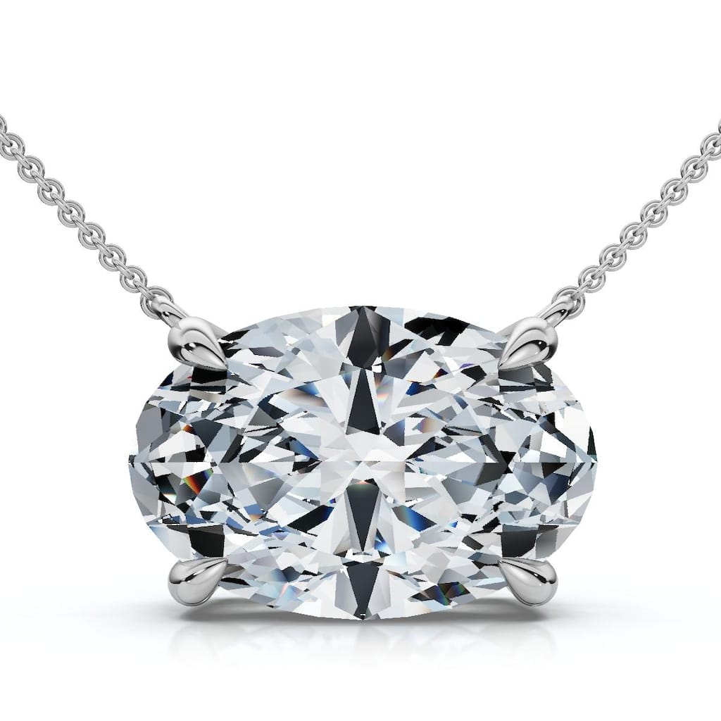 Bliss Diamond Certified 4Ct Diamond Oval Solitaire Pendant Gold 18" Womens Chain Lab Grown