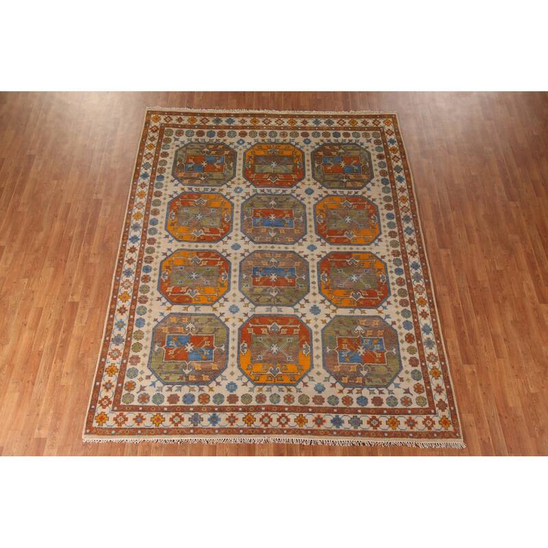 Geometric Khotan Oriental Area Rug Wool Carpet - 8'1" x 10'2"