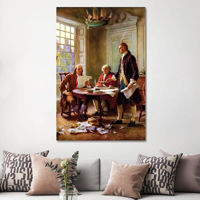 iCanvas "Restored Vector Painting Of The Writing Of The Declaration Of Independence" by John Parrot Canvas Print
