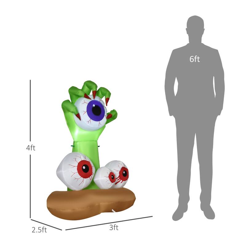 Outsunny 4' Hand Clutching Eyeball Halloween Decoration