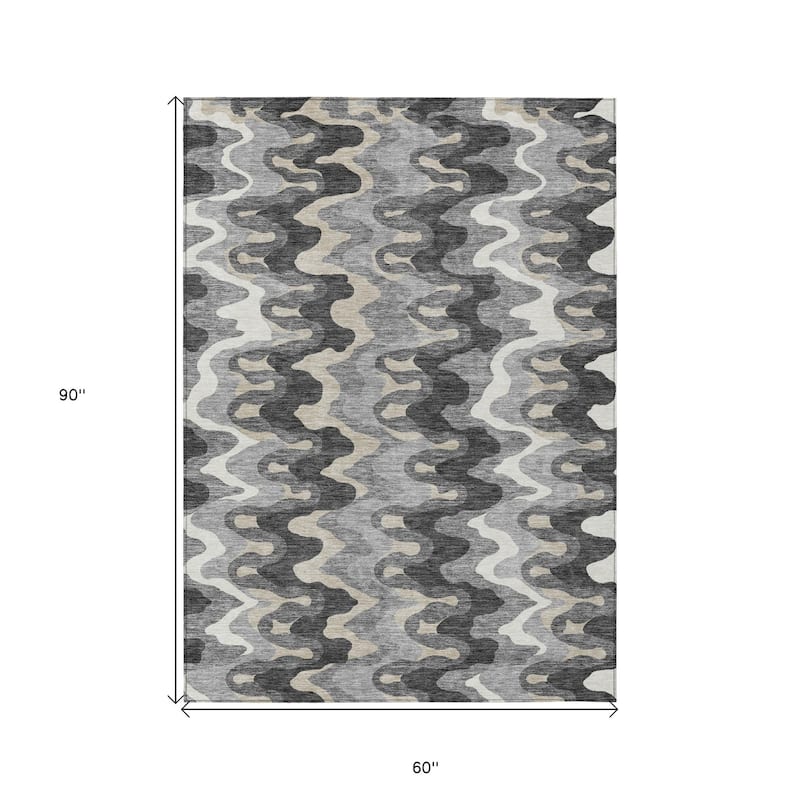 HomeRoots Abstract Transitional Rectangle Outdoor Rug