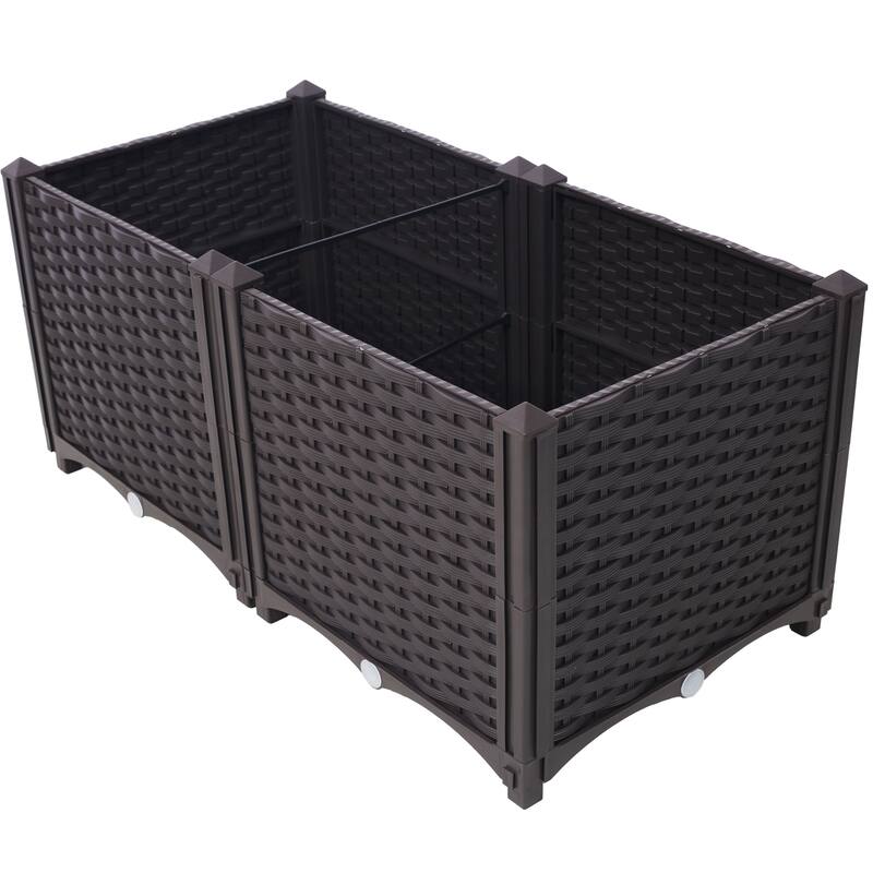 Modern Minimalist Garden Bed with Automatic Watering System 1 Drainage Hole Panel, for Vegetable Flower Herb Outdoor - 8' x 10'