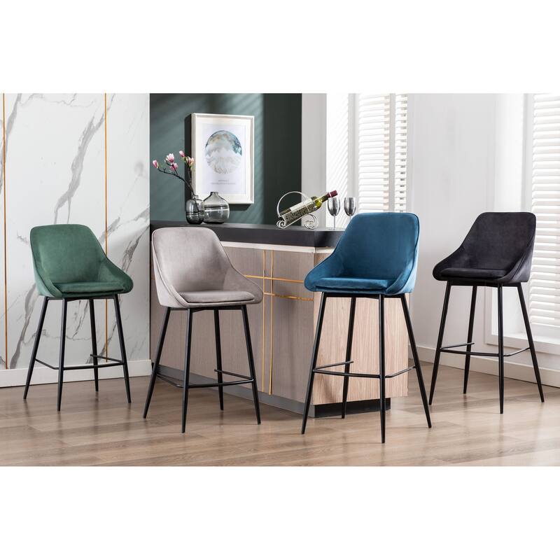 Porthos Home Uva Counter Stools Set of 2, Velvet Upholstery, Iron Legs
