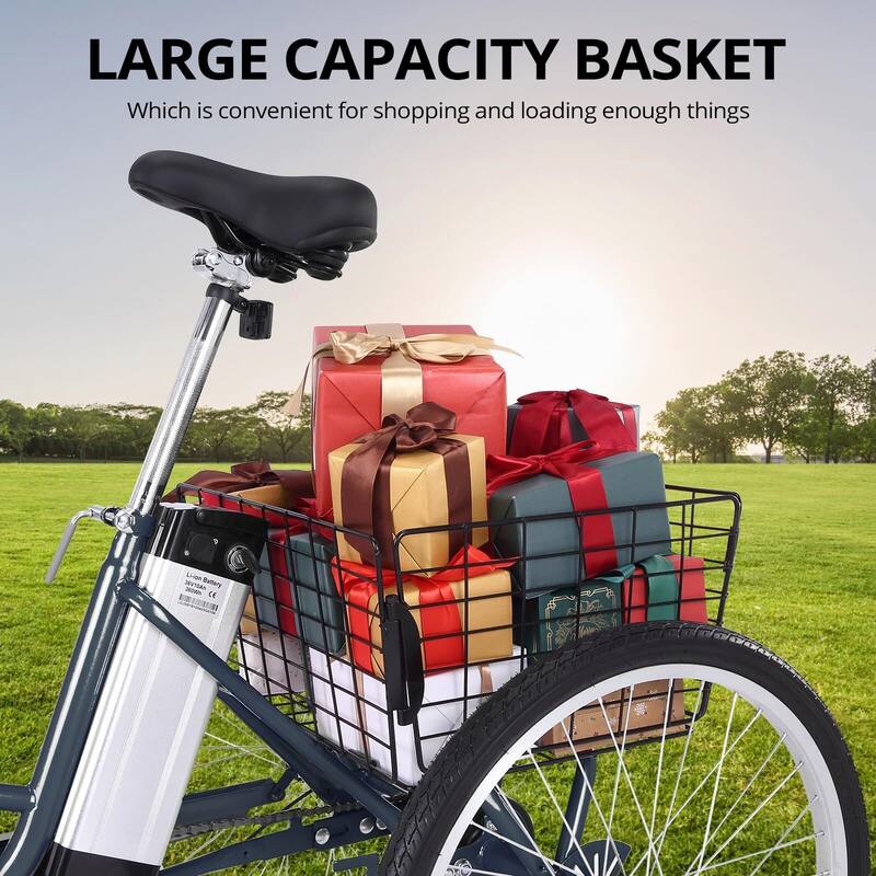 Electric Tricycle, 7 Speeds/36V 10Ah/Large Basket