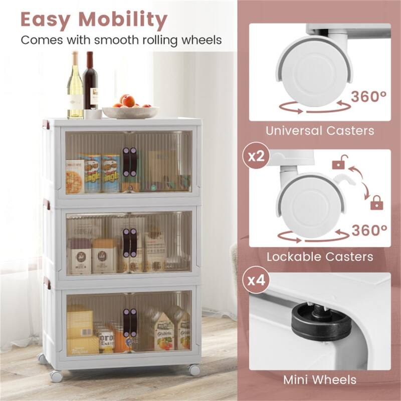 Stackable Storage Boxes Bins with Lockable Casters 25.5" x 16" x 43.5" - Multi