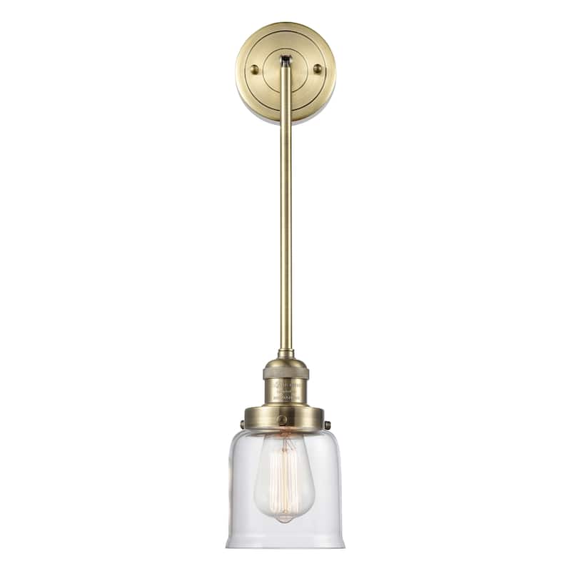 Innovations Lighting Franklin Restoration Bell - 1 Light 5" Stem Hung Mini Pendant - Antique Brass/Clear