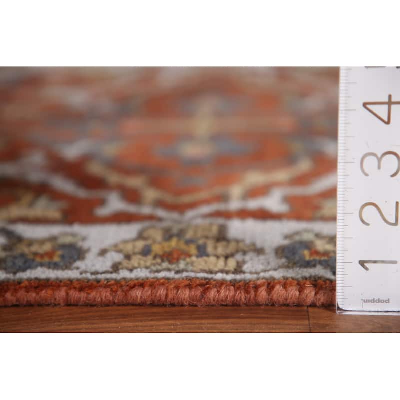 Orange Heriz Serapi Indian Area Rug Hand-knotted Wool Carpet - 2'7"x 5'11"