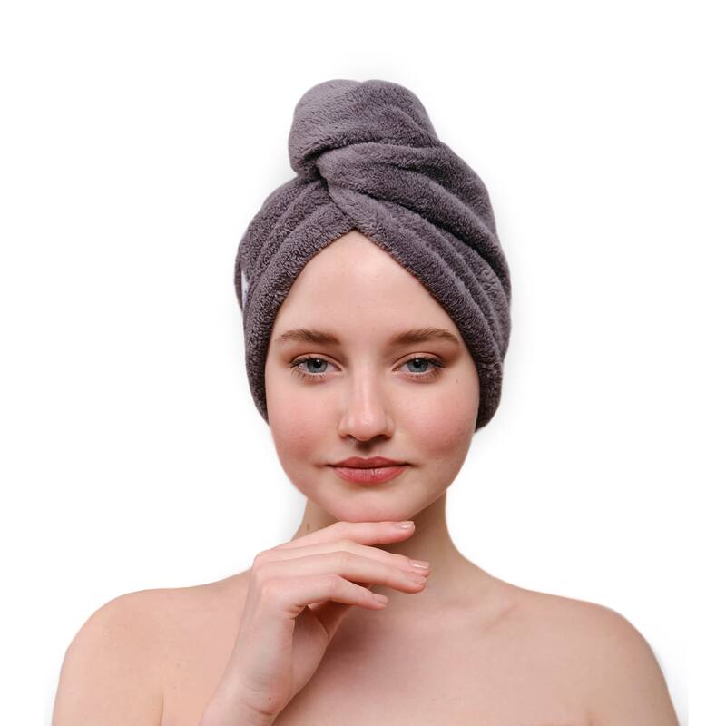 American Soft Linen Hair Drying Towel, Towel Cap with Button