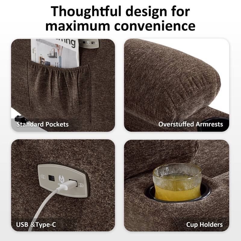 MCombo Wide Power Lift Recliner Chair with Extended Footrest for Big Elderly People, Fabric R7289