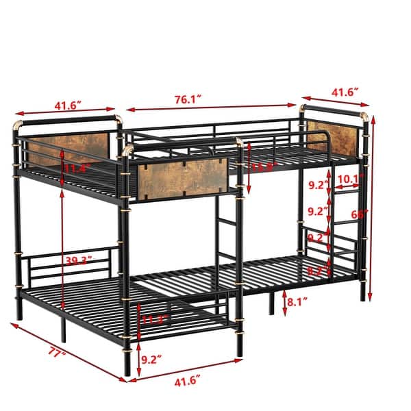Metal Twin Detachable Triple Bunk Bed,Can Be Divided Into 3 Twin Beds for 4 Kids