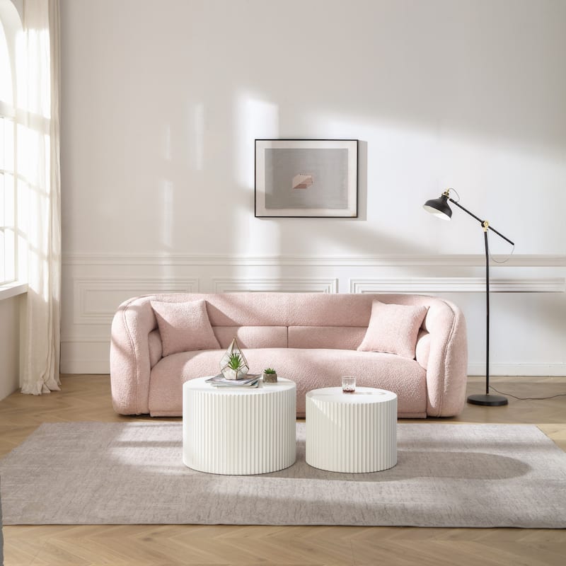 Modern Contemporary 91" Upholstered Curved Sofa With 2 Pillows for Living Room