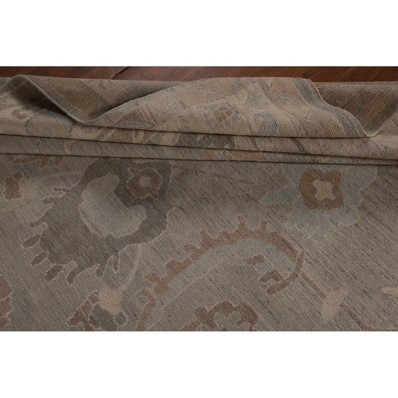 Floral Oushak Turkish Area Rug Handmade Vegetable Dye Wool Carpet - 9'0"x 11'5"
