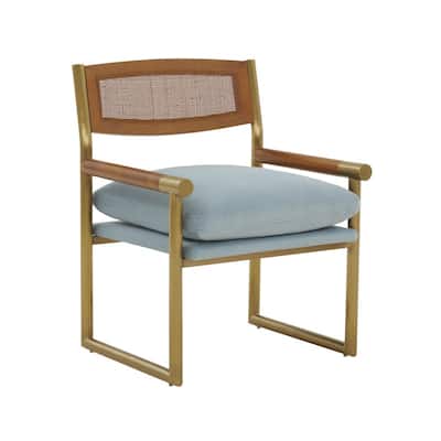 Harlow Rattan and Velvet Accent Chair - 26.8"W x 26.5"D x 34.5"H