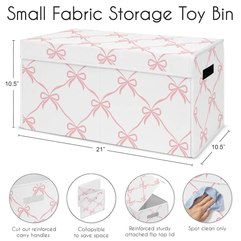 Sweet Jojo Designs Pink Bows Girl Kids Fabric Toy Bin Storage - Elegant Bow for the Ballerina Ballet Dancer Princess Collection