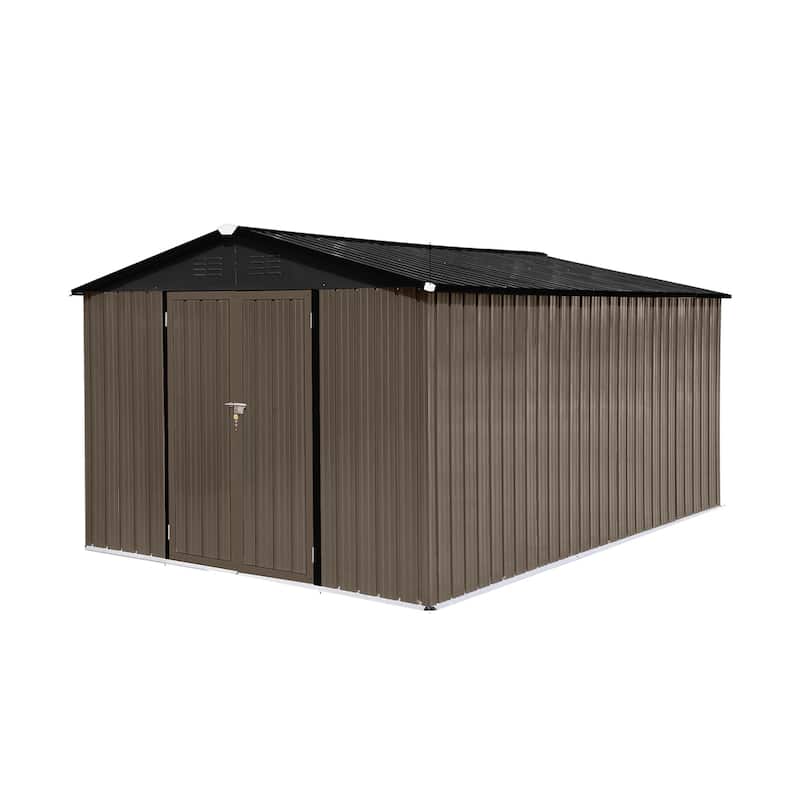 Outdoor 10 x 12 ft. Metal Storage Shed with Vents and Hinged Door and Padlock