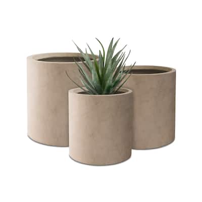 Plantara 16", 13", & 10" D Concrete Outdoor planter,Flower pot (Set of 3),Modern Round Plant pot for Garden