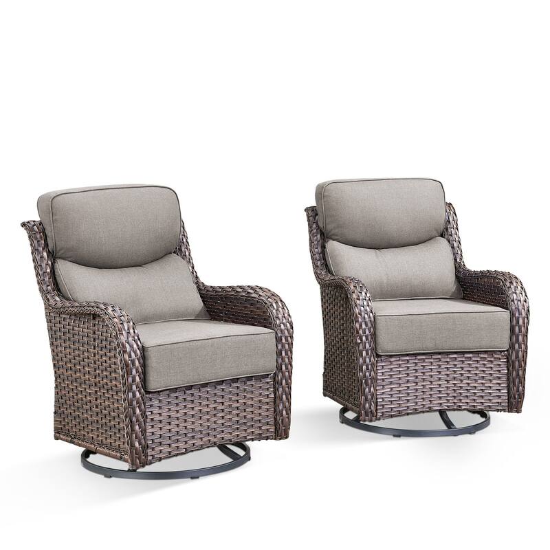 Outdoor Swivel Wicker Patio Chairs Set of 2
