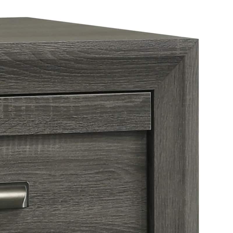 Velz Nightstand, 2 Drawers, Metal Finger Pull Handles, Dark Gray Wood