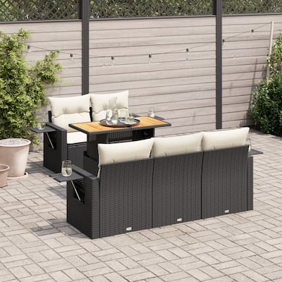 vidaXL Garden Sofa Set Black - 21.7 x 39.4 x 28.7