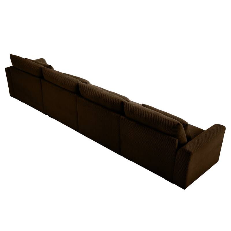 GDFStudio - Finnegan 4‑Seater Corduroy Sofa with 4 Waist Pillows