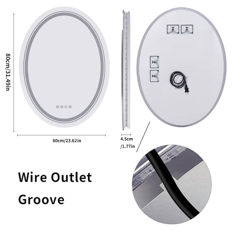 RGB Color Changing Front Back light Mirror Shatterproof Dimmable Anti-Fog Vanity Mirror ambient lighting