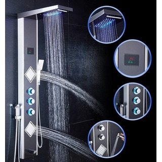 55 in. LED Shower Panel Tower System in Brushed Nickel and Black