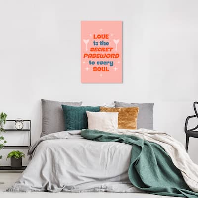 Wynwood Studio Canvas Typography and Quotes Love is the secret Pink and Light Pink Modern & Contemporary Wall Art Canvas Print