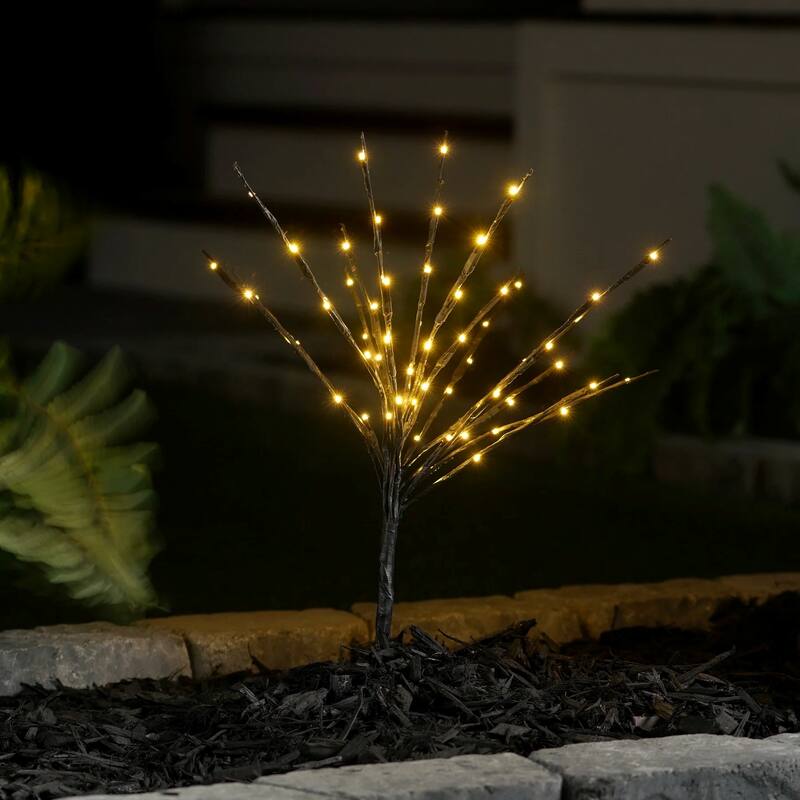20" Brown Willow Branch Artificial Tree With Floral Clear Lights