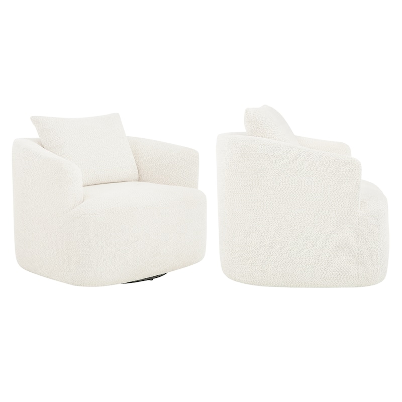 Chenille Swivel Accent Chair with Pillow