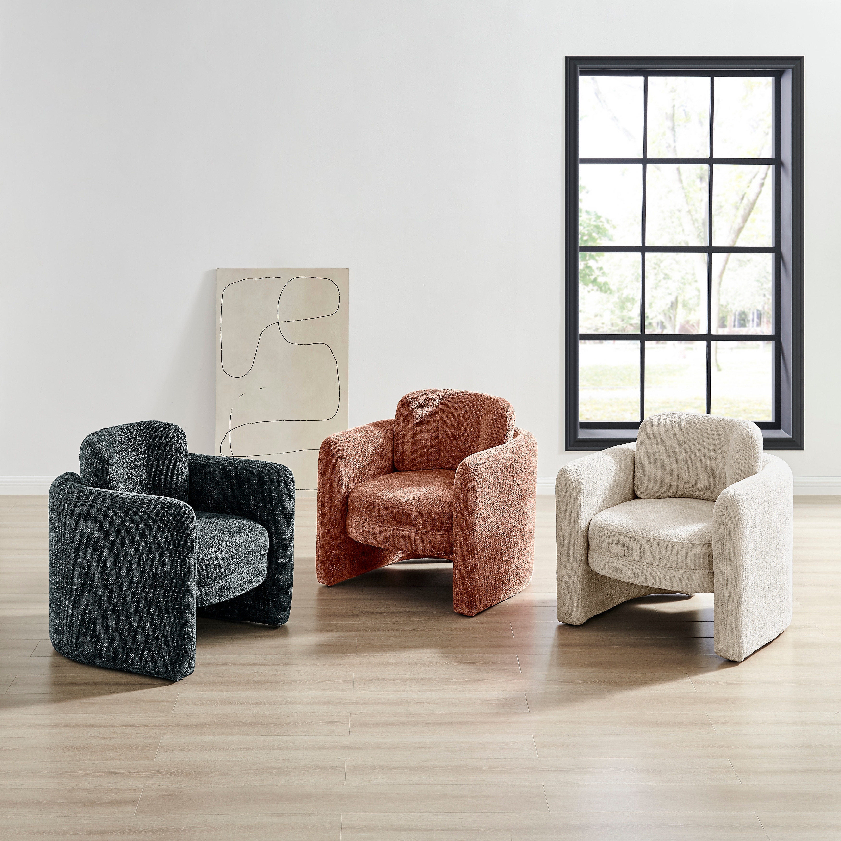 NPD Furniture Deryll Chenille Accent Arm Chair