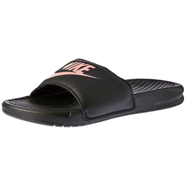 nike benassi slides women's black and rose gold