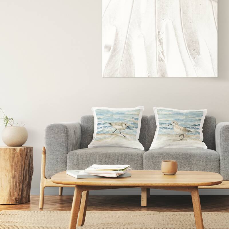 Stupell Sandpipers Treading Beach Shore Decorative Printed Throw Pillow Design by Nan (Set of 2)