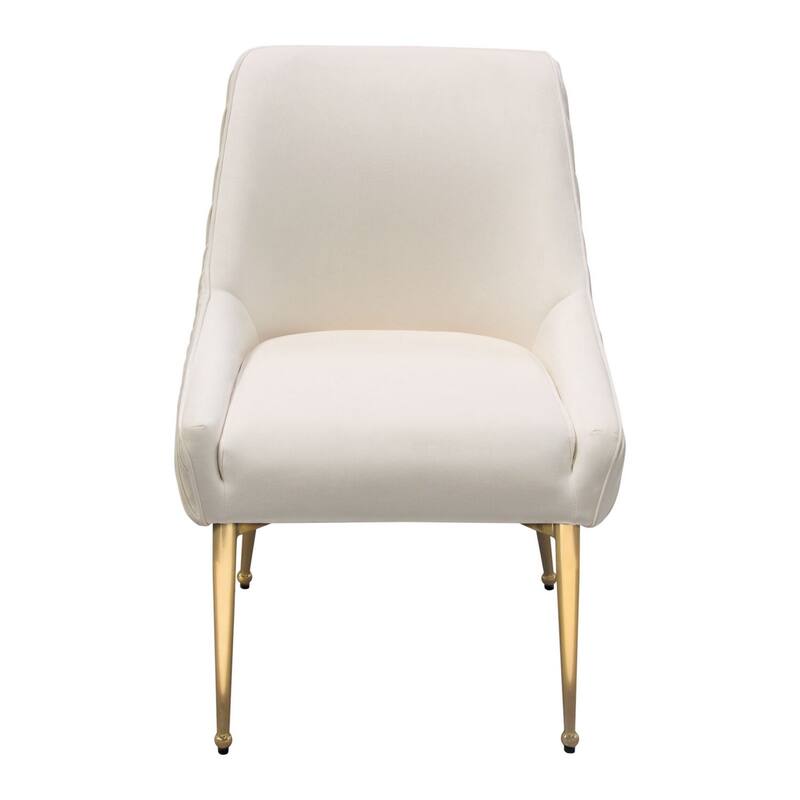 Gold/Beige Velvet Upholstered Metal Frame Dining Chair, Set of 2, Sturdy Dining Chair for Dining Rooms - 24.6