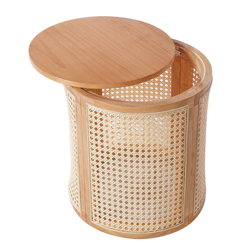 Christopher Knight Home - Elna Round Rubber Solid Wood Side Table in Natural Finish, Compact Modern Accent