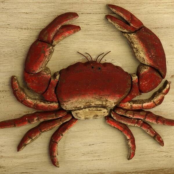 Rectangular Wooden Frame Crab Wall Decor Brown And Red On Sale Overstock 32179756