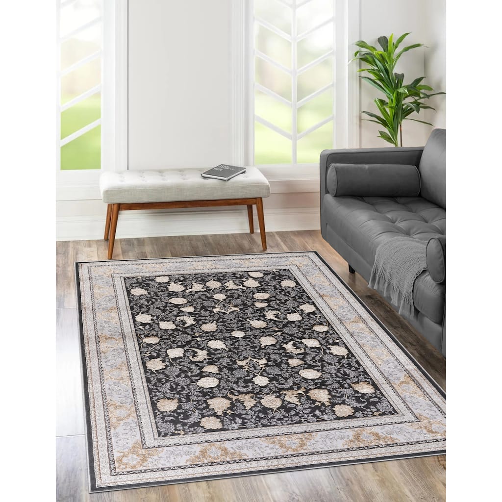 Lafi Collection Anthracite/Drark Grey Transitional Abstract Area Rugs