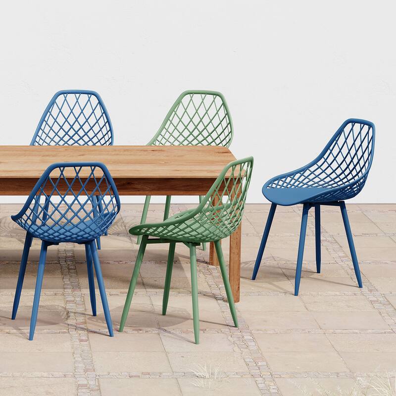 Kurv™ Mid-Century Modern Dining Chair with Steel Legs for Indoors or Outdoors - Set of 2