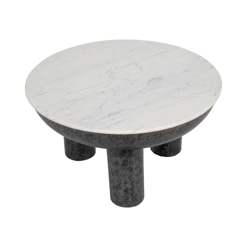 Sagebrook Home Chunky Leg Coffee Table Marble Top, White/Black
