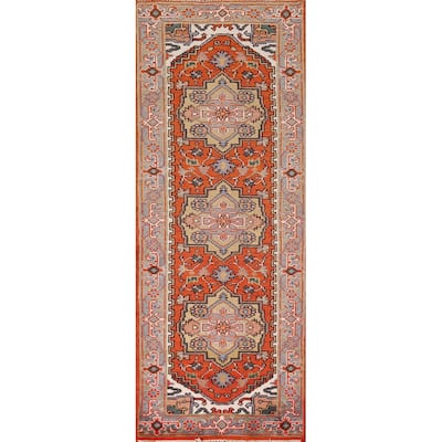 Orange Heriz Serapi Oriental Runner Rug Hand-Knotted Wool Carpet - 2'7"x 8'1"