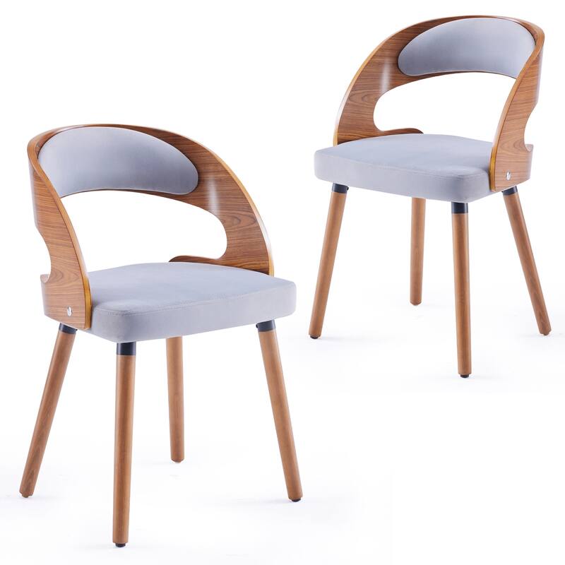 Modern Upholstered Dining Chair with Curved Backrest