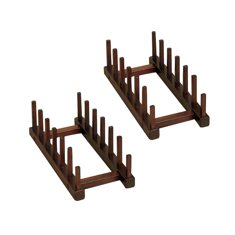 Wooden Plate Storage Rack, Set of 2 - Walnut