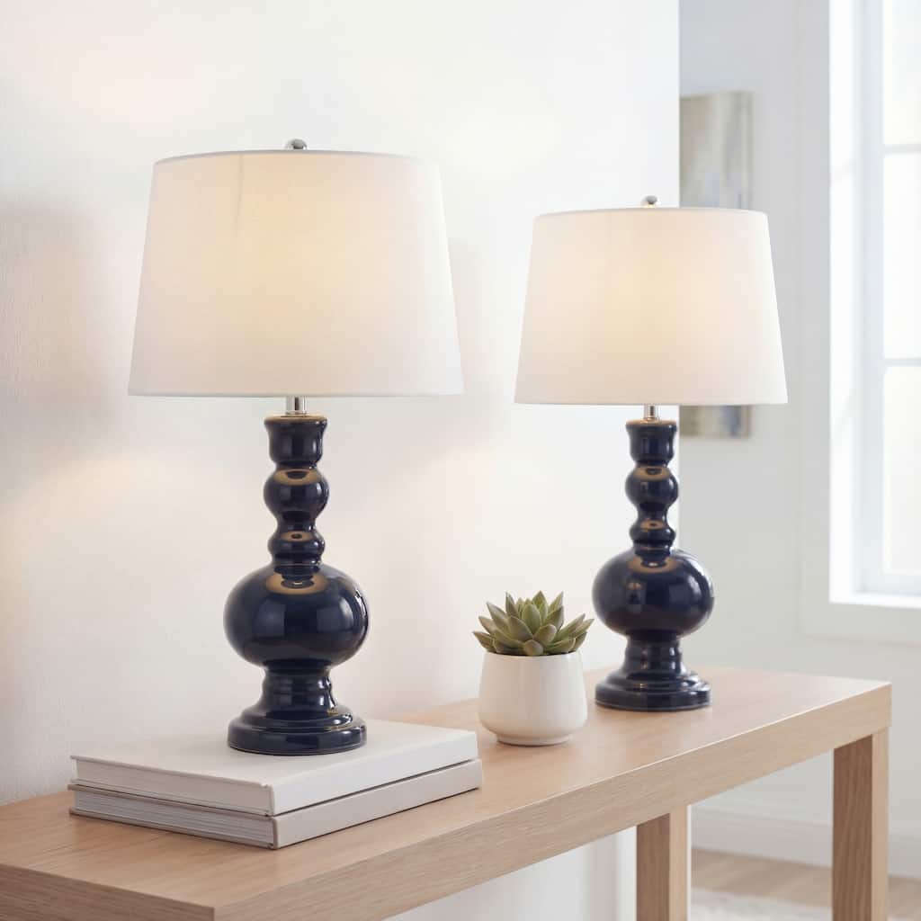 Stewart 28.5" Glass LED Table Lamp, Aqua (Set of 2) by JONATHAN Y