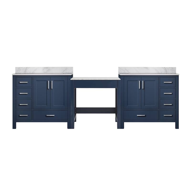 Coraline 102 in W x 22 in D Double Bath Vanity and Carrara Marble Top - Navy Blue
